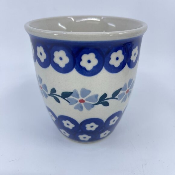 vintage boleslawcu polish pottery mug "forget me not" pattern handcrafted - Picture 2 of 6